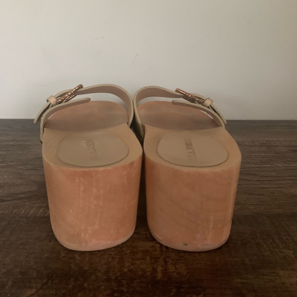Ulla Johnson Women's Buckle Wooden Clog Slide Sandals Cream Size 38.5 US 8 - Picture 9 of 11